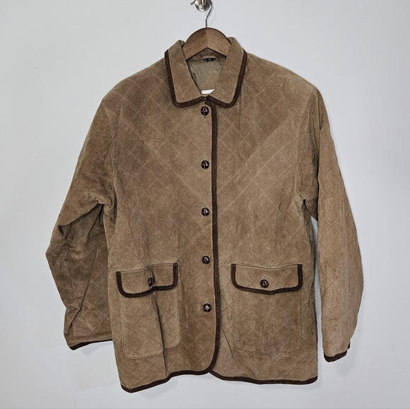Talbots Jackets & Blazers - Talbots Leather Barn Coat Jacket Brown Suede Chore Coat Outerwear Size Medium